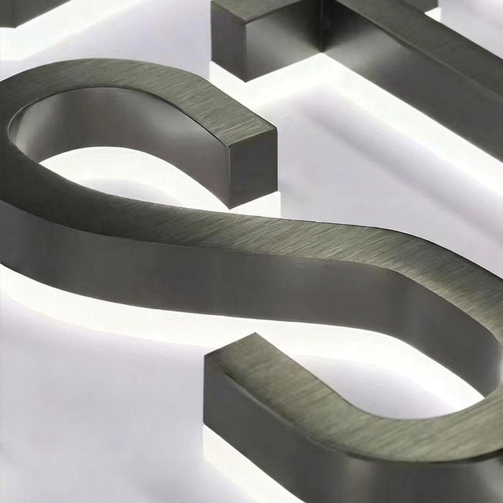 Sign Letter Sample 3D Metal Backlit Letter Signs For Wall / Storefront Advertising Display OEM